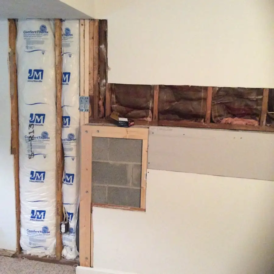 Wall insulation replacement during Basement Flood Cleanup in Evanston